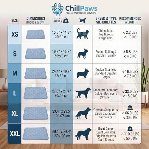 ChillPaws Cooling Mat, Summer Breathable Ice Silk Cooling Pet Mat, Washable Self-Cooling Bed Pad, Chill Crate Pad for Floor Mattress & Sofa Couch, Multi-Sizes for All Dogs & Cats，Gray：Small