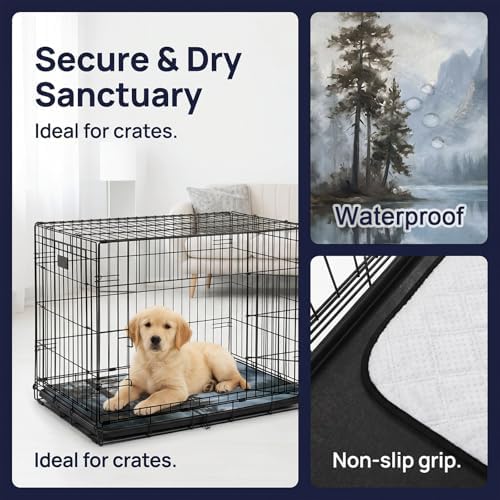 Washable Pee Pads for Dogs & Cats Pine Forest Waterproof Leakproof Non-Slip Super Absorbent Wilderness Lake Nature Mountains Reusable Training Pad for Potty Crate Playpen Bed Sofa 18"x24"