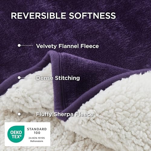 Bedsure Waterproof Blanket for Bed Soft Sherpa Fleece Throw,Twin 80"x60"
