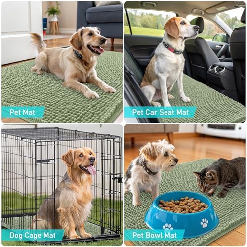 OLANLY Dog Door Mat for Muddy Paws 59x20, Super Absorbent Chenille Mud Mat