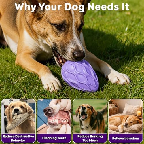 2-Pack Interactive Treat Dispensing Dog Toys, Natural Rubber Chew Toys for Aggressive Chewers, Stuffable Treat Toys for Large & Medium Dogs, Mental Stimulation for Dogs, Boredom Relief