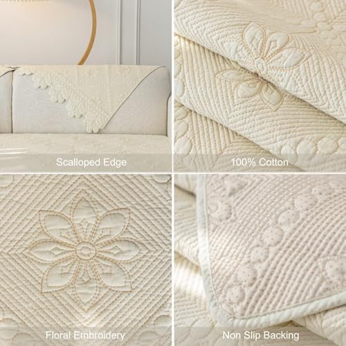 Cotton Quilted Couch Covers for Sofa Farmhouse Sofa Covers Washable