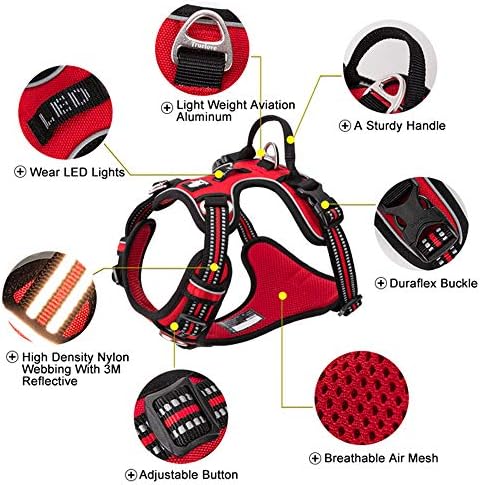 TRUE LOVE Dog Harness No Pull Nylon Reflective Pet Harness Adjustable Comfortable Control Step-in Brilliant Colors Truelove TLH56512 Fuchsia