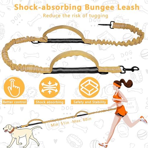 Hands Free Dog Leash with Zipper Pouch for Dog Walking