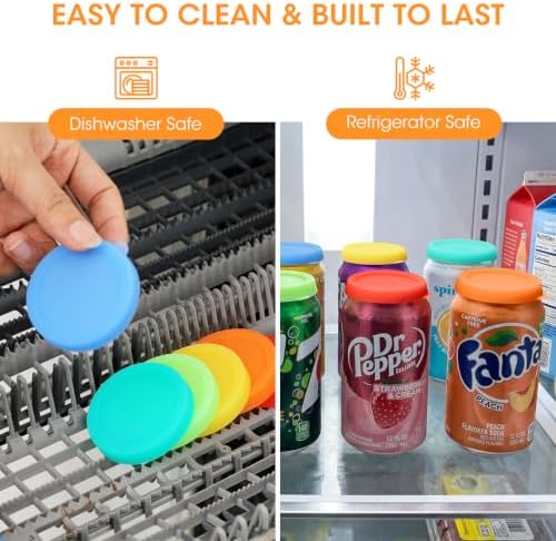 Aieve Silicone Soda Can Lids, Reusable Can Covers/Toppers for Soda, Can Saver for Soda, Pop, Coke, Beverage, Fits Slim Standard Mini Cans (6 Pack, Assorted, BPA-Free)