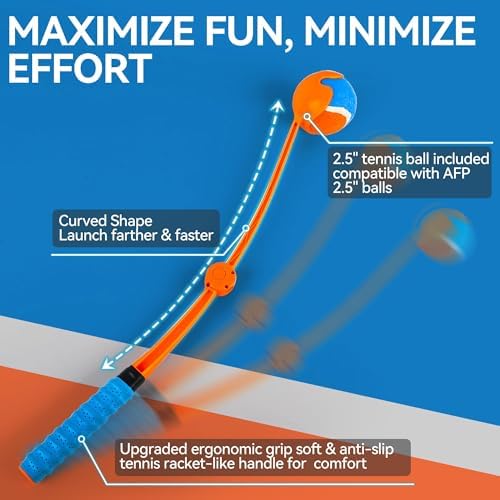 ALL FOR PAWS 25“ Dog Ball Thrower, Upgraded Foldable Tennis Ball Fetch Thrower for Dogs, Dog Ball Launcher Toy for Medium & Large Dog, Soft and Comfortable Tennis Fetch Handle, 2.5 Inch Ball Included