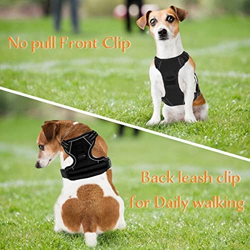 No Pull Dog Harness for Medium Large Dogs Adjustable Reflective Pet Vest with Front Clip Padded Harness for Dogs Easy Control Handle Best for Outdoor Training and Walking Black M
