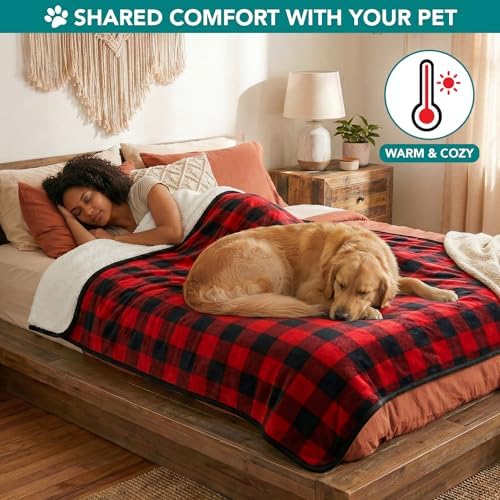 PetAmi Waterproof Dog Blanket Puppy Cat Bed Cover Queen 90x90 Checker Red