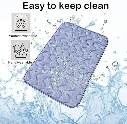 Dog Cooling Mat for Medium Dogs & Cats, 39 x 28 in Washable Pet Cooling Pad, Double-Sided Soft Mat with Waterproof Reverse Side, No Gel, Water or Electricity, for Crate, Sofa, Floor & Car(Blue, L)