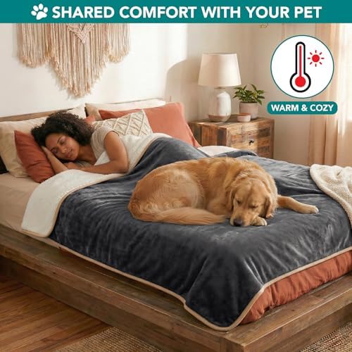 PetAmi Waterproof Dog Blanket Puppy Cat Large Couch Cover, 60x80 Grey/Beige