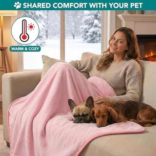PetAmi Waterproof Dog Blanket Puppy Cat Small Couch Cover, 24x32 Pink
