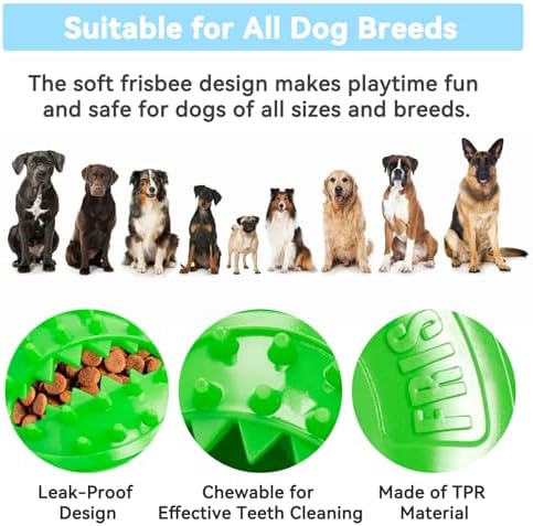 2Pcs Dog Frisbee with Treat Holes,8'' Soft TPR Flying Disc Chew Toy for Dogs, Treat Dispensing Fetch Toy for Outdoor Play & Exercise, Stress Relief Dog Toy(Purple ×1 + Green ×1)