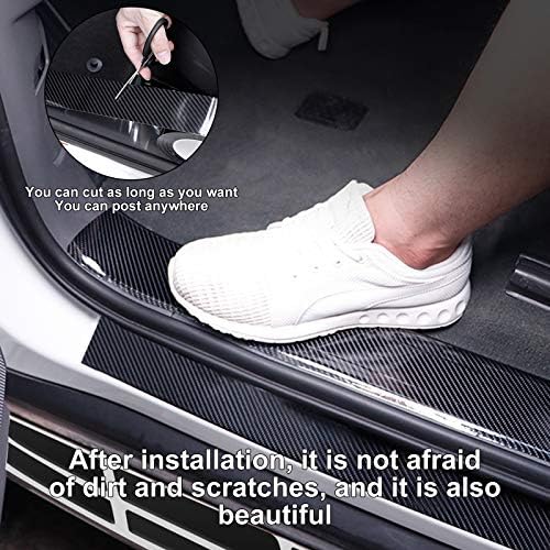 MYFAMIREA Car Door Edge Guards Carbon Fiber, 5D Gloss Black Vinyl Automotive Entry Sill Protector Wrap Film, Universal Self-Adhesive Auto Door Trim Strips Anti-Collision (33Ft x 2.8In)