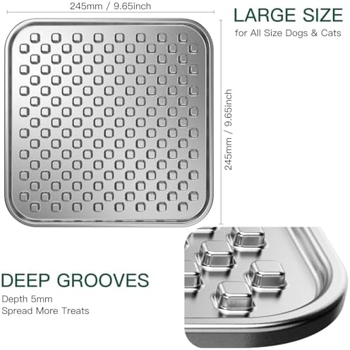Lick Mat for Dogs & Cats, Double-Wall Stainless Steel, Large-2Pack