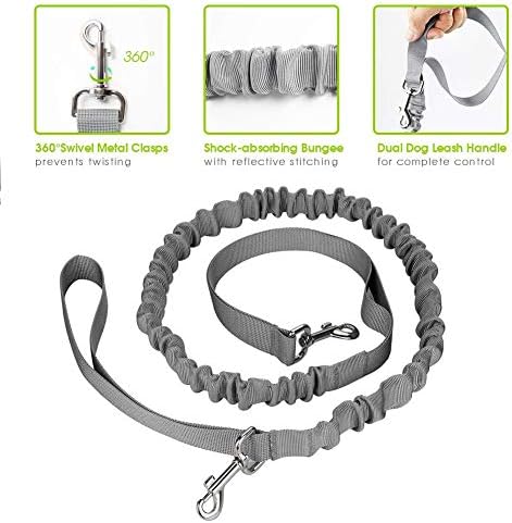 Retractable Hands Free Dog Leash for Running Walking Training Hiking,Bungee Waist Leash Adjustable Waist Belt Reflective Stitching Leash Shock Absorbing for Puppy, Small & Medium Dogs