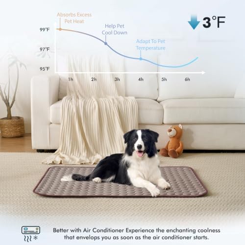 MICROCOSMOS Summer Cooling Mat & Sleeping Pad- Water Absorption Top, Materials Safe, Easy Carry, EZ Clean. Keep Cooling for Pets, Kids and Adults.(Brown, 48" x48")