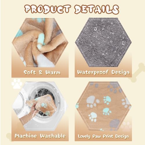 YUEPET Waterproof Dog Blankets, 2 Pack Washable Reversible Throw 40 x 30 in