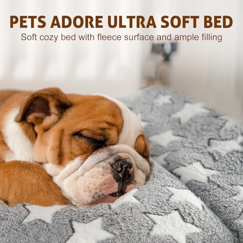 Mora Pets Dog Crate Pad Bed Ultra Soft Pet Mat Star Print Grey 41 x 29 Inch