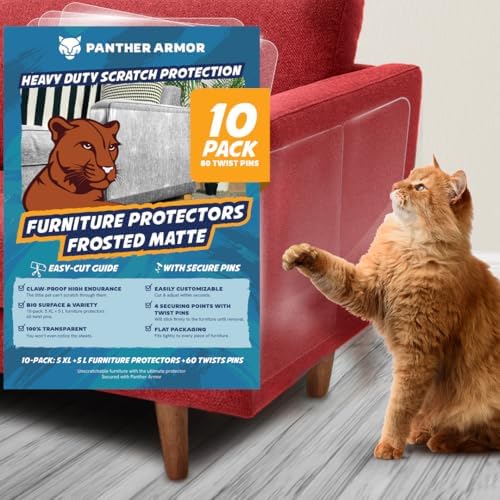 Panther Armor Cat Furniture Protector, 10 Matte Sheets with Twist Pins