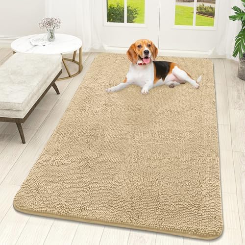 OLANLY Dog Door Mat for Muddy Paws 59x32, Super Absorbent Chenille Mud Mat