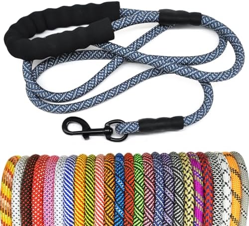 MayPaw Heavy Duty Rope Dog Leash, 6/8/10FT Nylon Pet Leash, Soft Padded Handle Thick Lead Leashes for Large Medium Dogs Walking Jogging (1/2" * 8', Navy)