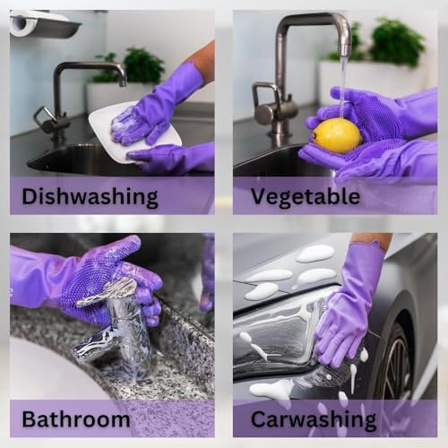 Pet Grooming Gloves Silicone Gloves with High-Density Teeth Enhanced Five Finger Design for Dogs Cats Bathing Massaging (Grey)