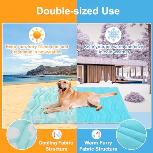 BEAUTYZOO Cooling Mat for XLarge Dogs, 59x40in Reversible Pad, Self-Cooling