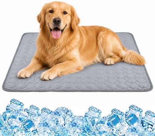 Dog Cooling Mat, 2026 Upgraded Ice Silk Summer Comfort, Self-Cooling Pressure-Activated Mat for Dogs & Cats, Helps Keep Pets Cool and Dry, Washable Non-Slip Pet Bed Mat (Gray, XL(39.4 x 27.6 in))
