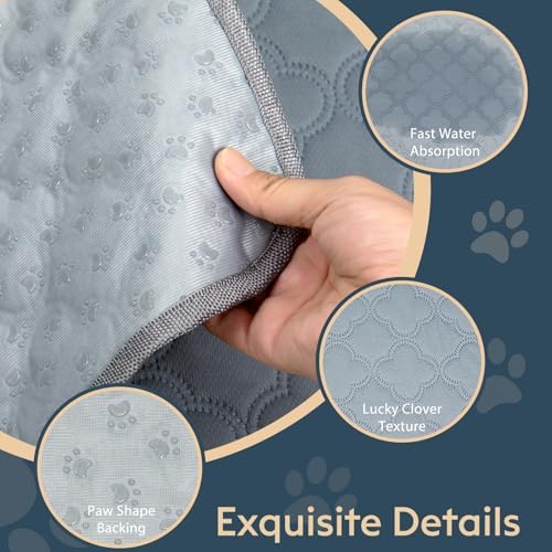 FunFurry Washable Pee Pads for Dogs - 4 Pack Reusable Pee Pads，Waterproof Puppy Pads，Pet Training Pads，Super Absorbent with Dog Paw Shape Non-Slip Backing (Light Grey, 18" X 24" - 4 Pack)