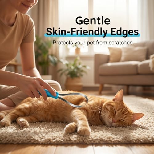 Dual Sided Shedding Blade for Cats & Dogs, Stainless Steel Shedding Blade Deshedding Tool, Curry Comb Pet Grooming Brush for Loose Hair Removal on Short & Long Coats (1PC)