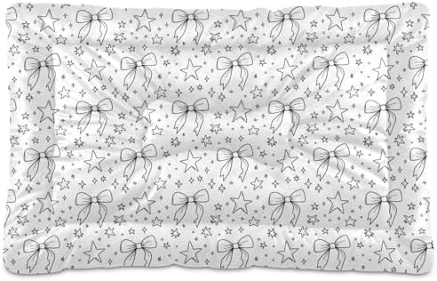 Dog Crate Bed Mat Ultra Soft Fluffy Crate Pads with Black Bows Non Slip Bottom Design Lightweight Washable Kennel Pad for Small Dogs Cats Sleeping (18" X 24")