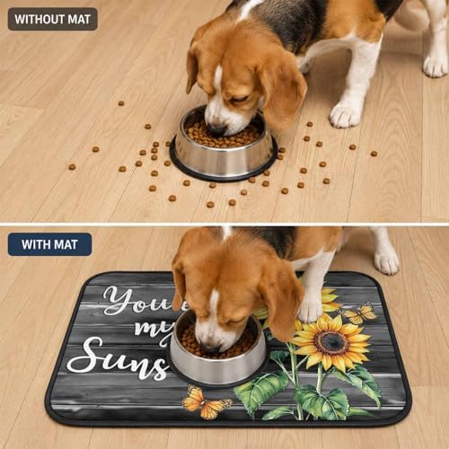 Sunflower Butterfly Washable Pee Pads for Dogs, You are My Sun Shine Reusable Puppy Pads Vintage Wood Board Absorbent Dog Pee Pads for Crate Pet Training Whelping Playpen Mats 40"x30"