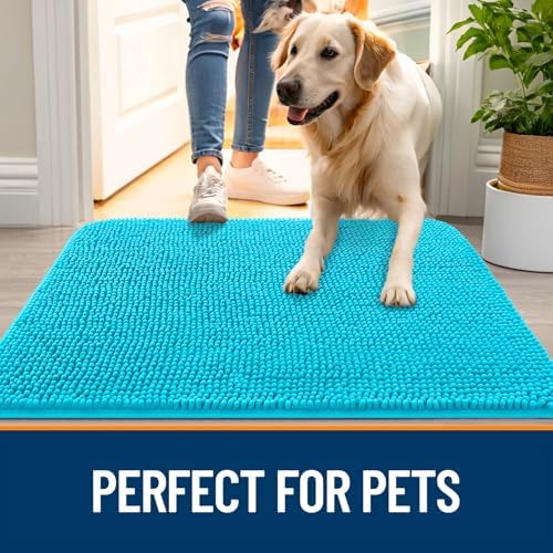 OLANLY Dog Door Mat for Muddy Paws 70x24, Super Absorbent Chenille Mud Mat