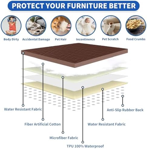 2026 Waterproof Sofa Dog Blanket (30"x70") Comfy Couch Sofa Mat for Pets with Anti-Slip Back, Universal Incontinence Lightweight Liner Pad for Furniture Car Picnic etc Durable Washable, Coffee