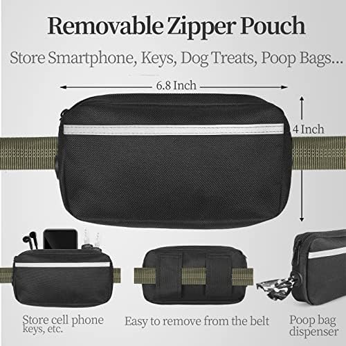 iYoShop Hands Free Dog Leash with Zipper Pouch, Medium, Military Green