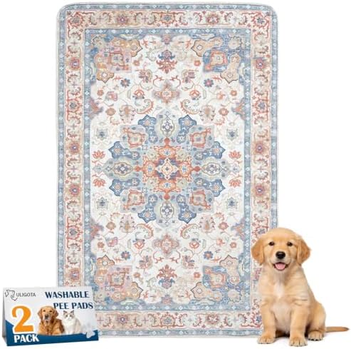 Washable Pee Pads for Dogs, 2 Pack Reusable Puppy Training Pads 24"x18" Super Absorbent Waterproof Dog Training Pads, Non-Slip Potty Pads, Whelping Pads Litter Mat Beige