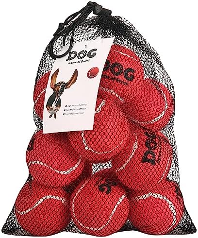 AMA SPORT Tennis Balls for Dogs 12 Pack 2.5" Red Dog Tennis Balls for Puppy Small Medium Dog Toys, Designed for Dogs Floating, Water-Hunting, Fetch, Fun Playing, Daily Exercise, Mid-air Catching