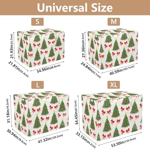 Kigai Christmas Tree Bow Dog Crate Cover Oxford Fabric Windproof Waterproof Kennel Cover with Breathable Mesh & Roll-Up Panels, Fit for 54 in Cage, Washable