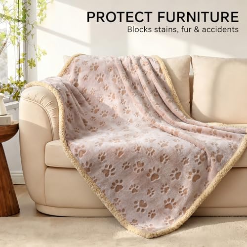 Luciphia Waterproof Dog Blanket Reversible Sherpa Fleece for Large Dogs Cat