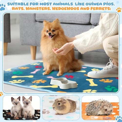 Tegeme 6 Pcs Waterproof Pet Blanket Paw Print Fleece Throw, 30 x 20 Inch