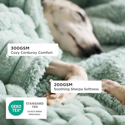 Bedsure ComfyFleece™ Waterproof Blanket for Bed, Twin（60"x80"） Garden Green