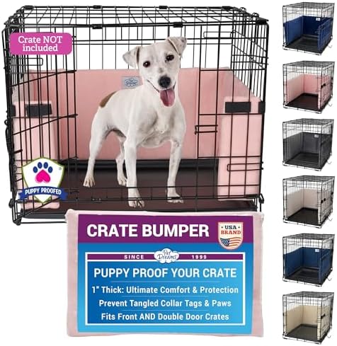 Pet Dreams Dog Crate Bumper - Patented Comfy Liner & Dog Tail Protector for Inside Crate, Fits iCrate Cages 18, 24, 30, 36, 42, 48 Inches (Pink, Medium, 30")