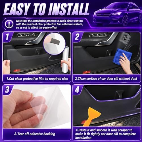 9.84 Ft×7.87 Inch Car Door Protector for Dogs,Clear Invisible Anti-Scratch Car Door Edge Guards with Knife/Scraper/Towel,Waterproof Clear Protective Film for Cars/Truck/SUV