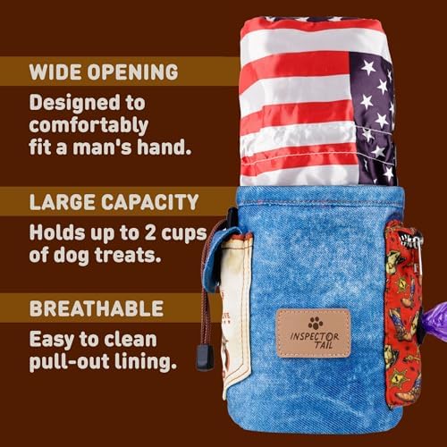 INSPECTOR TAIL Dog Treat Pouch for Training, Drawstring Bag, Hands Free