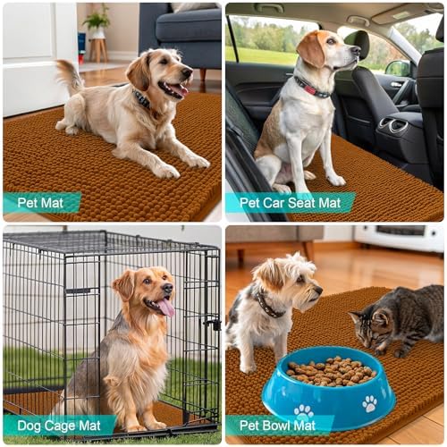 OLANLY Dog Door Mat for Muddy Paws 30x20, Super Absorbent Chenille Mud Mat