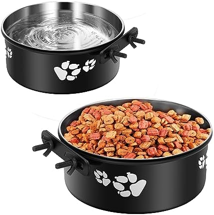 Kennel Water Bowl Hanging, Food and Water Bowl for Dog Cage, Crate, 2 Pack