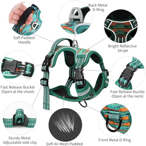 Timos Dog Harness Medium Sized, Quick Release 3 Buckles, Wilderness, M