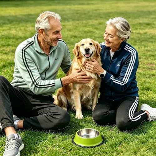 Stainless Steel Dog Bowls, Non-Slip Pet Food Water Bowls 2 Pack, Dishwasher Safe for for Cats Puppies Small Medium Large Dogs (Green, 1½ Cup / 14 oz)