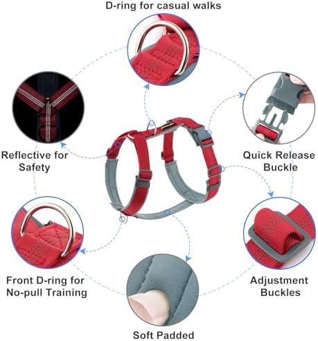 Plutus Pet No Pull Dog Harness, Adjustable Nylon Harness with Soft Padding