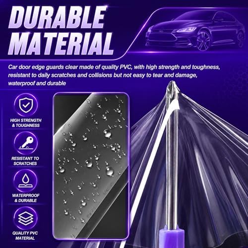 9.84 Ft×7.87 Inch Car Door Protector for Dogs,Clear Invisible Anti-Scratch Car Door Edge Guards with Knife/Scraper/Towel,Waterproof Clear Protective Film for Cars/Truck/SUV